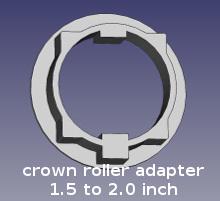 virtual model of crown roller adapter for 1.5 to 2.0 inch tubing