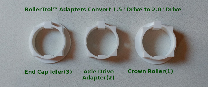 rollertrol adapters we produce with our CAD system and 3D printers