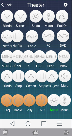 home theater RF-IR blaster phone app does blackout blinds and projector screen home theater RF-IR blaster phone app does blackout blinds and projector screen