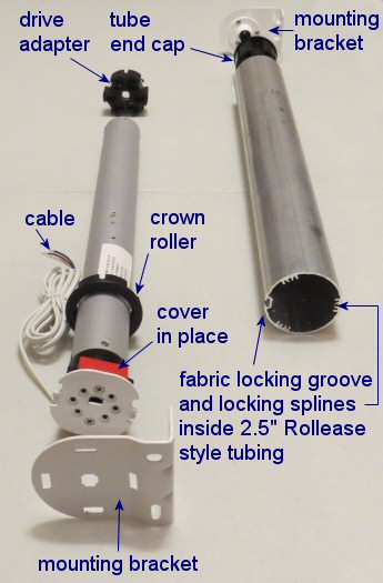 Maxi blind motor, tube end with locking splines view Maxi blind motor, tube end with locking splines view