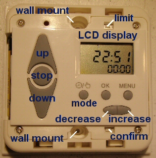 timer for motorized blinds and shades - controls and layout