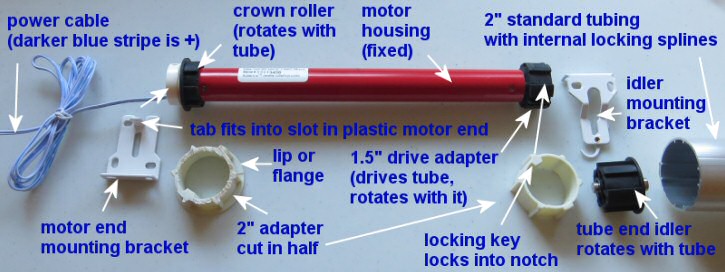 blind motor adapters and tube parts